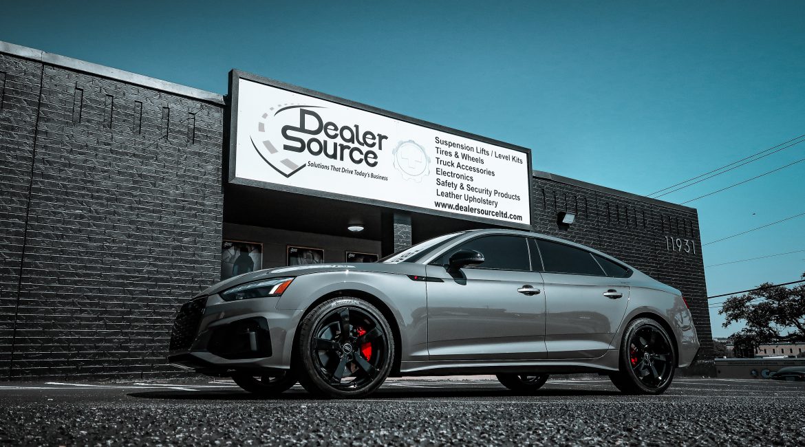 2023 Audi a5 with gloss black powder coated wheels at Dealer Source Ltd in San Antonio, Texas